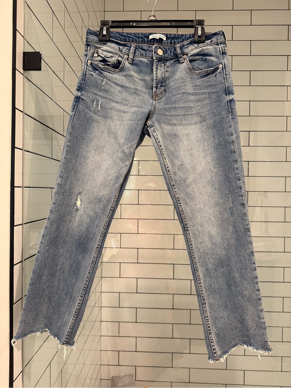 Dear John Size 28 light-wash, distressed denim jeans